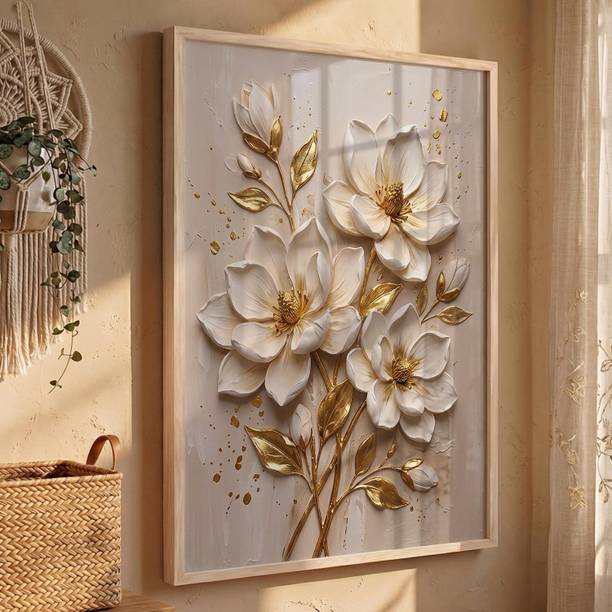 KOTART 3D Floral Wall Art Home Decoration With Frame For Bed Room Acrylic 17 inc