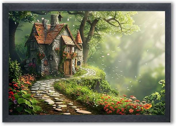 ASHIT Beautiful House Scenery Photo Frame For Wall Mounted Painting Digital Reprint 11 inch x 8.5 inch Painting