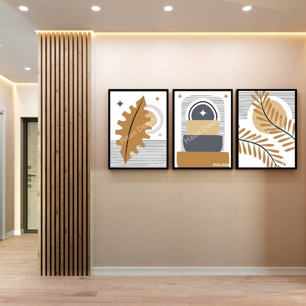 Haus Deqor Haus Deqor Set of 3 Abstract Leaf Wall Art Decor Black Frame Digital Reprint 16.5 inch x 11.75 inch Painting