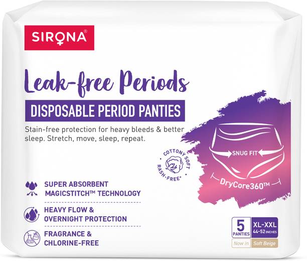 SIRONA Disposable Period Panties - XL-XXL (44"-52") | Super Soft & 5X More Absorbent Sanitary Pad