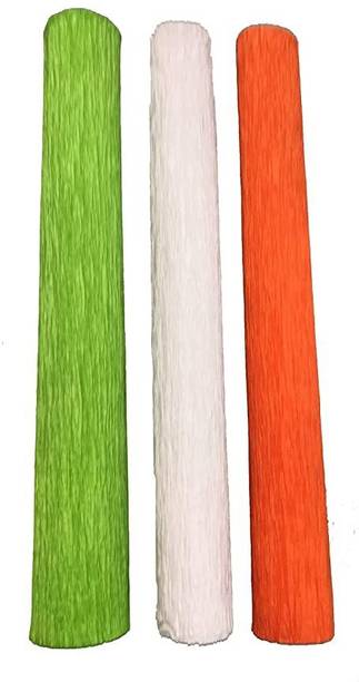 WHITE HOUSE Crepe Paper Rolls for Art and Craft with color White, green, Orange (Pack of 3) Silhouette Paper Roll