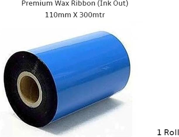 Seeka 110mmX300mtr Thermal Transfer Barcode Premium Wax Ribbon (Ink Out)Pack Of 1Roll Premium Wax Ribbon coated outside Paper Label