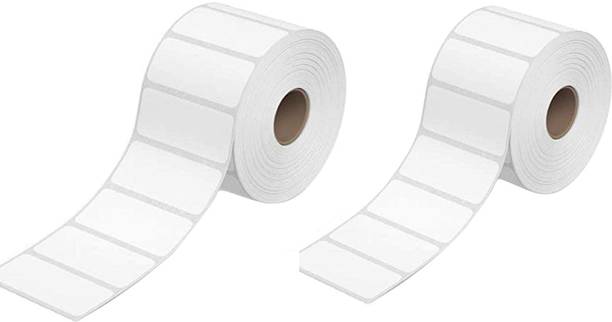 BDOUBLEU 50x25mm Direct Thermal Barcode Label Sticker, 2x1 inches-1000 Labels Per Roll (Pack of 2)White Self Adhesive Sticker for Barcoding Paper Label