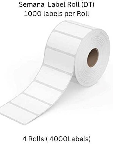 Semana DirectThermal BarcodeLabel50x25mm,2x1inch,1Up,1000Label per Roll(Pack Of 4Rolls) Self Adhesive Paper Label