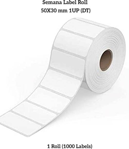 Semana Direct Thermal BarcodeLabel 50x30mm,1Up,1000Label per Roll(Pack Of 1Roll) Self Adhesive Paper Label