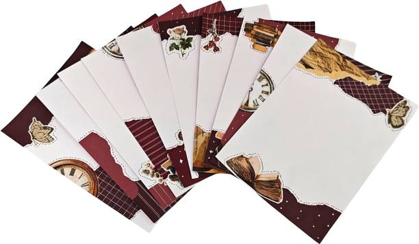 Project Banao PB White-Vintage Scrapbook Paper Set (10 pcs) | 180 GSM Aesthetic A4 Sheets NA Paper Label