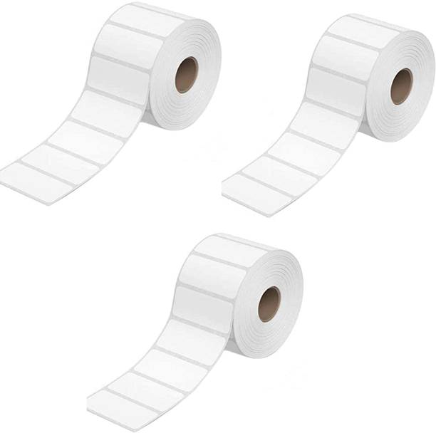 BDOUBLEU 50x25mm Direct Thermal Barcode Label Sticker, 2x1 inches-1000 Labels Per Roll (Pack of 3)White Self Adhesive Sticker for Barcoding Paper Label