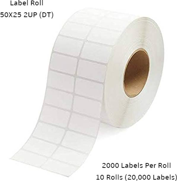Semana DirectThermal BarcodeLabel 50x25mm(2x1Inch)2UP,2000LabelPerRoll(PackOf 10Rolls) Self Adhesive Paper Label