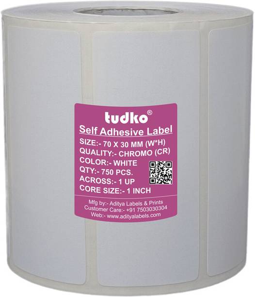 tudko 70 mm X 30 mm Self adhesive Paper Label