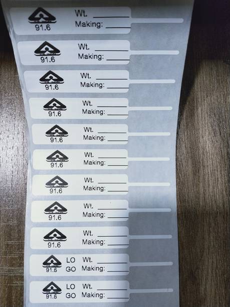 Solitaire 81X12mm 3000 Pcs, Jewellery Tag, Hallmark Preprinted barcode Label,Non Tearable Self Adhesive Paper Label