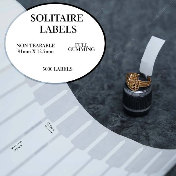 Solitaire 91X 12.5MM Jewellery/Tag Labels,60mm Printable,Full Gumming,1 Roll of 3000 Pcs gumming Paper Label