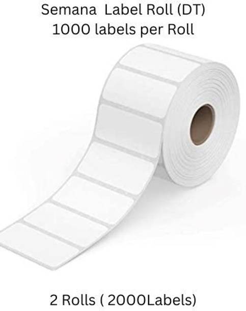 Semana DirectThermal BarcodeLabel50x25mm,2x1inch,1Up,1000Label per Roll(Pack Of 2Rolls) Self Adhesive Paper Label