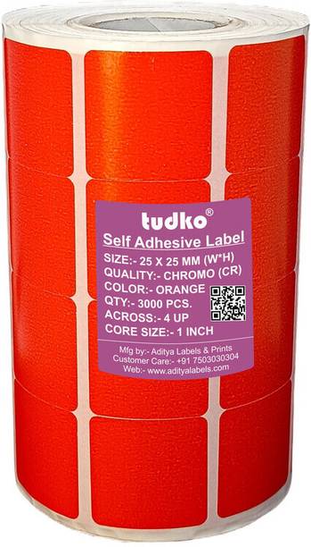 tudko 25 X 25 mm Self adhesive barcode Paper Label