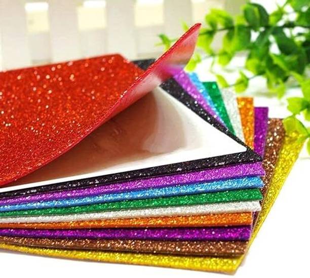 Freedy A4 Glitter Foam Sheet Sparkles (self Adhesive) Sparkles Foam Sheet with Sticky Back Pack of 10 Sheets A4 180 gsm A4 paper
