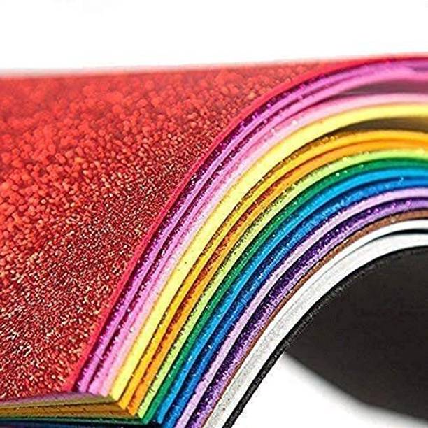 Eclet A4 Glitter Foam Sheet Sparkles (self Adhesive) 2 mm Thick 10 Different Color, for Art & Craft A4 120 gsm Coloured Paper