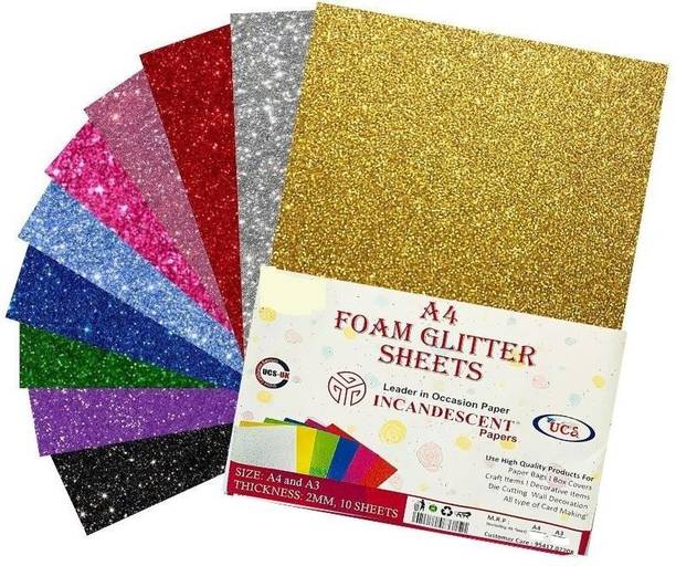 INCANDESCENT PAPER Glitter foam sheet with adhesive Unruled A4 80 gsm Coloured Paper