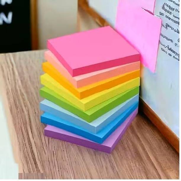 Eclet Sticky Notes 400 Sheets Fluorescent Paper Self Adhesive Memo Pad Sticky Notes Bookmark Point It Marker Memo Sticker,4 Colours 7x7 90 gsm Craft paper