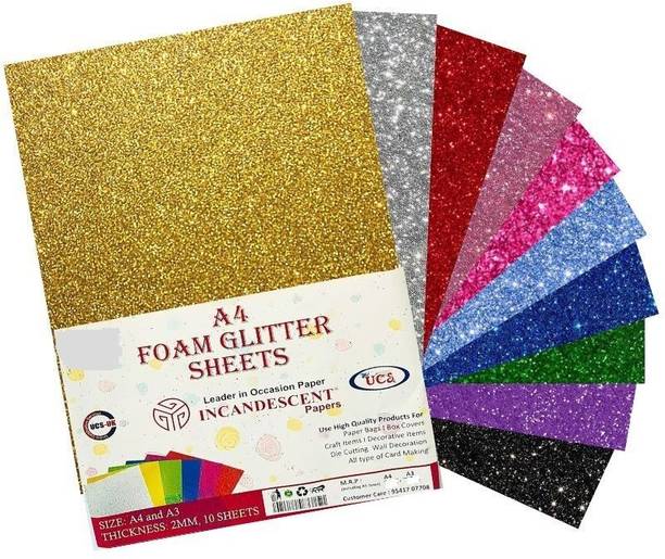 INCANDESCENT PAPER Glitter foam sheet without adhesive Unruled A4 80 gsm Coloured Paper