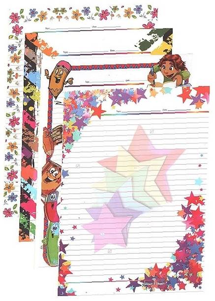Eclet A4 Designer Sheets for Project Design Print Sheets Pack of 40 Papers 140 GSM for Projects One Side Ruled Multipurpose Designer Colored Art & Craft Sheets A4 140 gsm A4 paper
