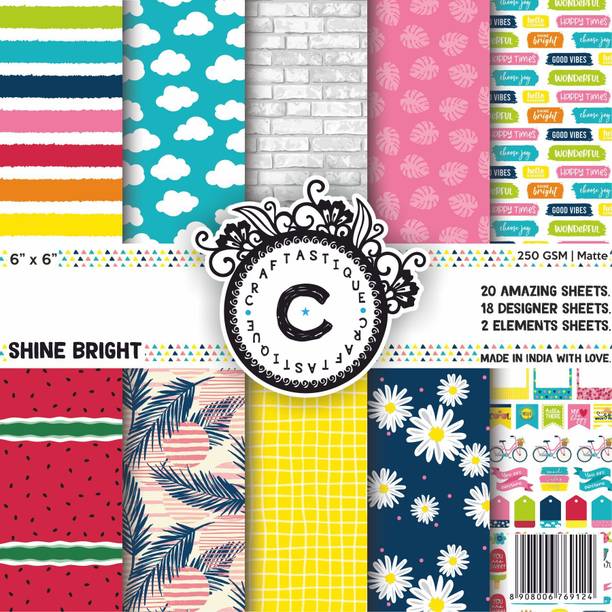 Craftastique Shine Bright Scrapbooking Designer Art 6 x 6 inches 250 gsm Craft paper