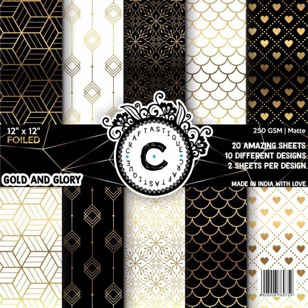 Craftastique Gold & Glory (Gold Foil) Designer Paperpack 12 x 12 inches 250 gsm Craft paper