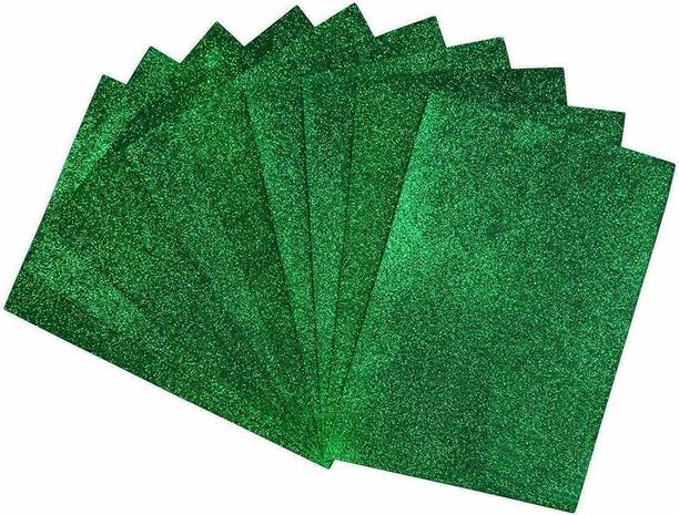 Eclet 10 A4 Glitter Foam Sheet Sparkles green Color, for Art & Craft, Decoration, Gift Wrapping, Scrapbooking, Craft Project, Etc A4 90 gsm Coloured Paper