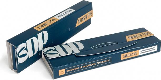 3dp Skins N Tips Unbleached/Brown With Tips Unrules King Size Slim 13 gsm Transparent Paper
