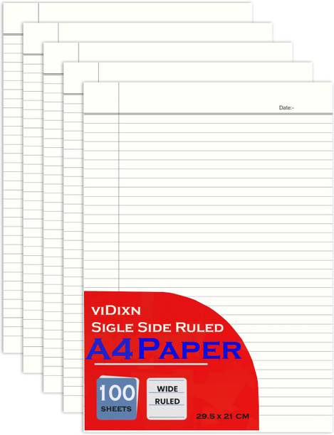 viDixn (VID-1) A4 Single Side Ruled Paper - 70 GSM Thick Paper, Pack of 100 Sheets Ruled A4 70 gsm A4 paper