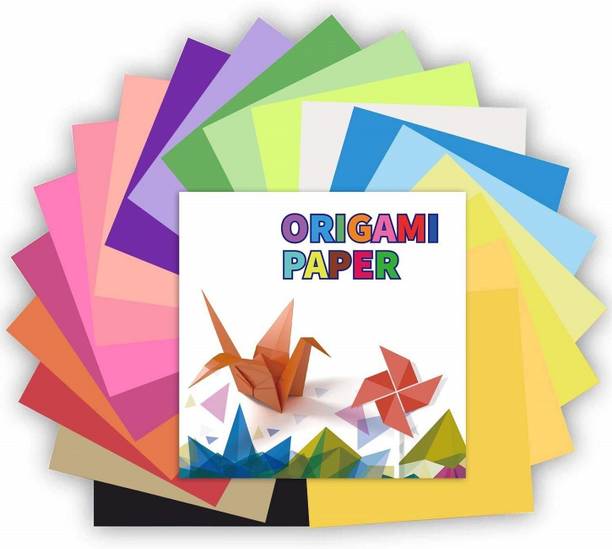 DSR Fluorescent Color Both Side Coloured For Scrapbooking, Project Work UNRULED 15 cm X 15 cm 100 gsm Origami Paper