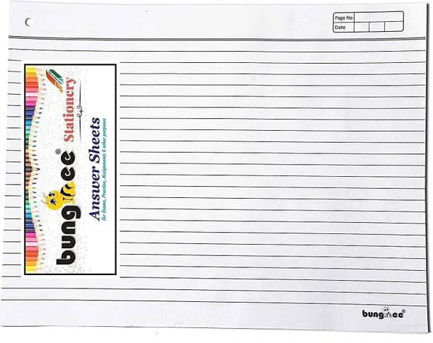 Bungbee Answer Sheets for Exam - 200 Ruled Pages / 50 Sheets - (With Hole for Tag) Ruled Unfolded (29.3cm x 22.4cm) 70 gsm A4 paper