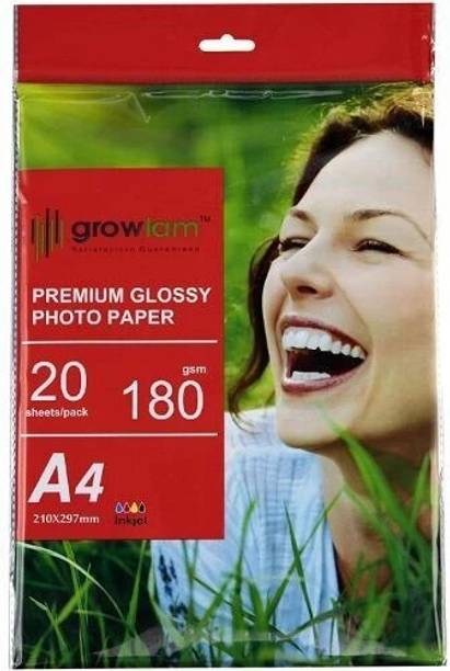 Growlam Premium Glossy 20 Sheets A4 Size Photo Paper – Water Proof, Instant Drying 180 gsm Photo Paper