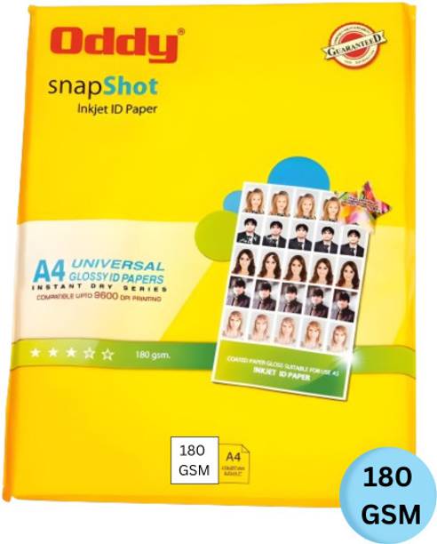 Oddy Glossy paper (Pack of 10 loose Sheets) Unruled A4 180 gsm Photo Paper