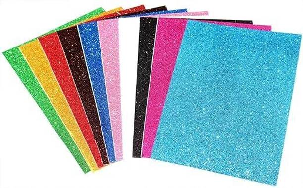 Eclet A4 Glitter Foam Sheet Sparkles (self Adhesive) 2 mm Thick 10 Different Color, for Art & Craft A4 for Art & Craft 240 gsm Coloured Paper