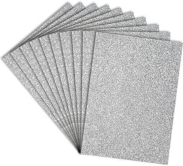 Eclet 10 A4 (Silver) Glitter Foam Sheet Sparkles Silver Color Sheet, for Art & Craft Decoration, Gift Wrapping, Scrapbooking, Craft Project, Etc A4 100 gsm A4 paper