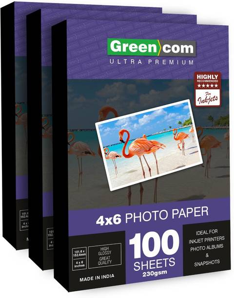 greencom Premium Plus Glossy Photo Paper 4x6 '' 10x15 cm 300 Sheets Unruled for Canon Hp Epson Inkjet Printer 4R 230 gsm Photo Paper