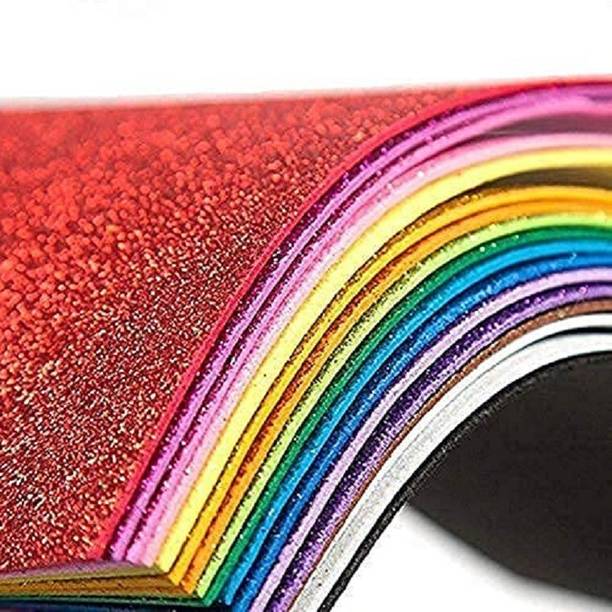 Eclet A4 10 Glitter Foam Sheet Sparkles (self Adhesive) 2 mm Thick 10 Different Color, for Art & Craft A4 180 gsm Coloured Paper