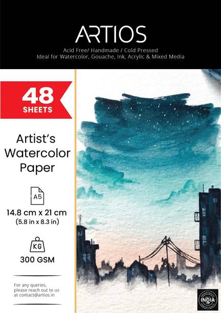 ARTIOS Artists' Watercolour Paper (A5 48 Sheets) Rough ...