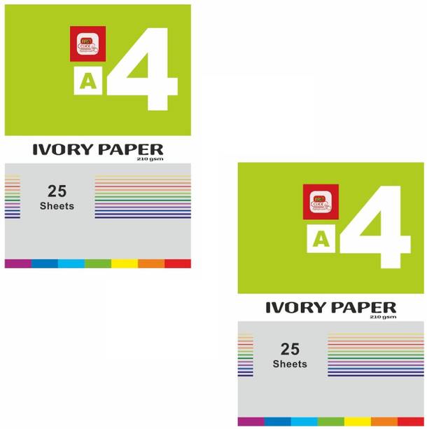 First Click A4 Ivory Paper Sheets Pack of 50 Sheet 210 GSM Unruled 30x20x.3 cm 210 gsm Drawing Paper