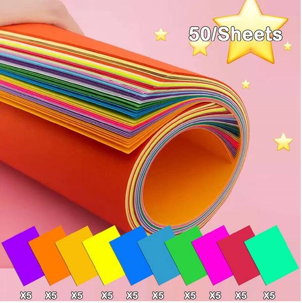 Eclet 90 gsm 50 sheet 10 sheet x 10 neon colour art and craft double side color sheet A4 90 gsm Coloured Paper