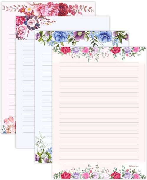 ESCAPER Designer A4 Paper Sheets – 90 GSM Writing Paper – One Side Ruled & One Side Blank – For School Projects, Assignments, Office Use & Printing A4 90 gsm A4 paper