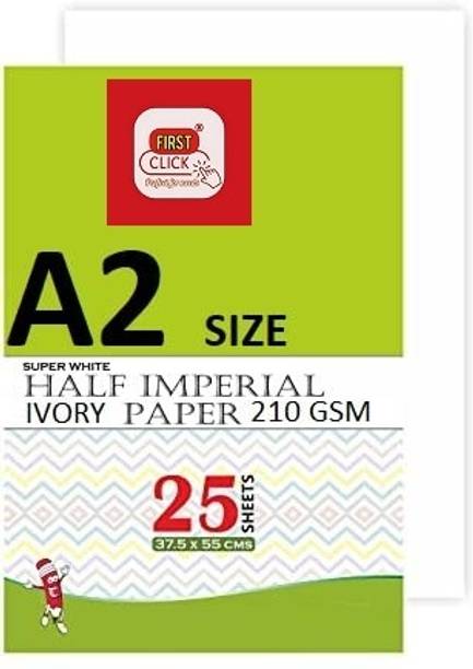 First Click A2 Engineering Drawing Paper Architect Ivory Paper Half Imperial 25 Sheet 210GSM UNRULED 37.5X55 cm 210 gsm Drawing Paper