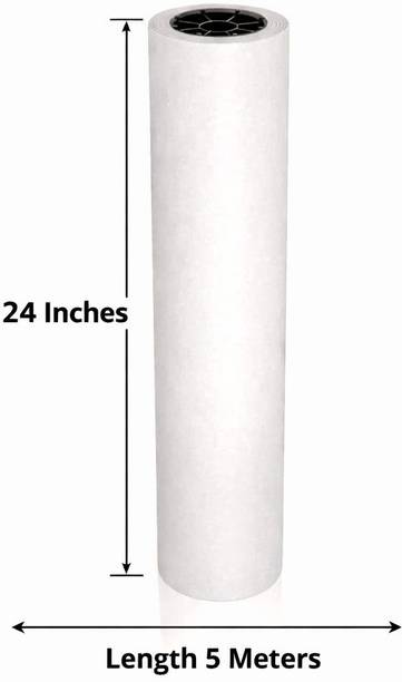 Seliora White Paper Roll 24 Inch X 5 Meter (80GSM) For Painting & Drawing Papers, Gift & Food Packing & Wrapping, Wall Arts & Crafts, DIY Projects, Kids Easel 24 inch X 5 Meter 80 gsm Craft paper