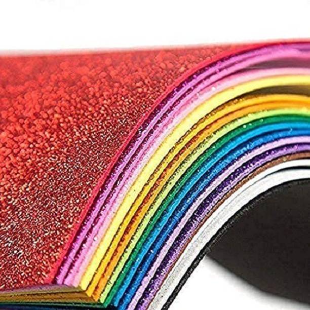 DSR Glitter EVA Foam A4 Size Glitter Sheets for Arts and Crafts, Scrapbooking Paper DIY Work Decoration, Gift Wrapping A4 - Pack of 10 Multi Color Sheets 200 gsm A4 paper