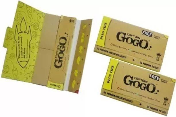 CAPTAIN GOGO Natural Arabic Slow Burning Papers with Filters and Crushing Tray Unruled King 13 gsm Paper Roll