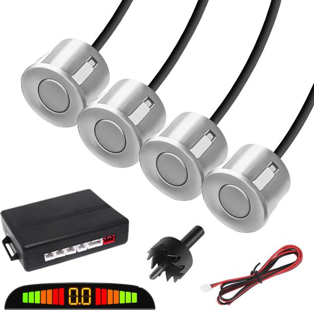 CARZEX Silver Led Display Car 4 Parking Sensor Reverse Backup Radar Sound Alarm Silver Display Car 4 Parking Sensor Reverse Backup Radar Sound Alarm System Kit Parking Sensor