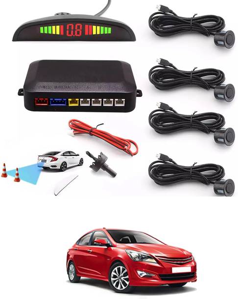RKPSP Car Universal Black 4 Ultrasonic Reverse Parking Sensor-294 4 Parking Sensors, Compact Screen Distance Display with Sound Warning Parking Sensor