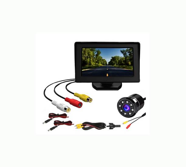 PRTEK Dashboard TFT LCD Car Display Screen with 8 LED Reverse Parking Camera X479 4.3 Inch Car TFT Display with 8 LED Reverse Camera 12V Kit X479 Parking Sensor