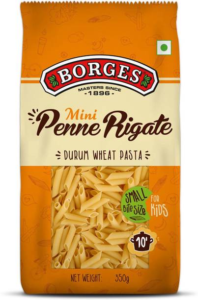 BORGES Mini Penne Rigate Durum Wheat Pasta, Ideal Bite Size for Kids Macaroni, Penne Rigate Pasta