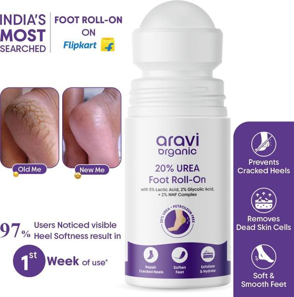 Aravi Organic 20% Urea Foot Roll-On | For Dry & Cracked Heels with Lactic & Glycolic Acid