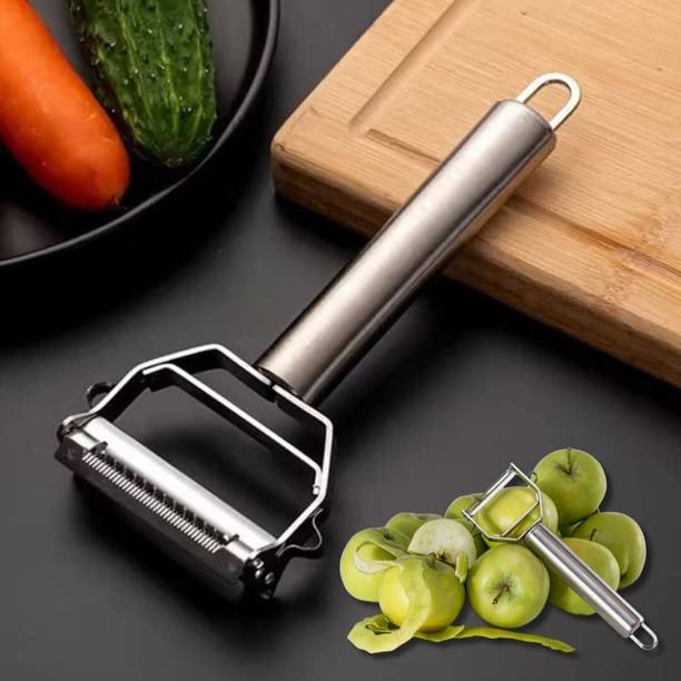 Klick N Shop Stainless Steel Multi-Functional 2 in 1 Julienne Vegetable Straight Peeler
